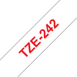 Brother TZE-242 etiketbånd Rød på hvid