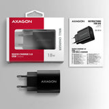 Axagon ACU-QC18 oplader til mobil enhed Mobiltelefon, Strømbank, Smartphone, SmartWatch, Tablet, Universel Sort Vekselstrøm Hurtig opladning Indendørs