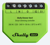 Shelly Dimmer Gen3 Indbygget Lysdæmper Sort, Lime