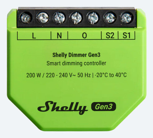 Shelly Dimmer Gen3 Indbygget Lysdæmper Sort, Lime