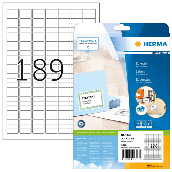 HERMA 4333 print etiket Hvid Selvklæbende printeretiket
