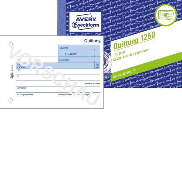 Avery 1250 regnskabsblanket og -bog A6 100 Sider