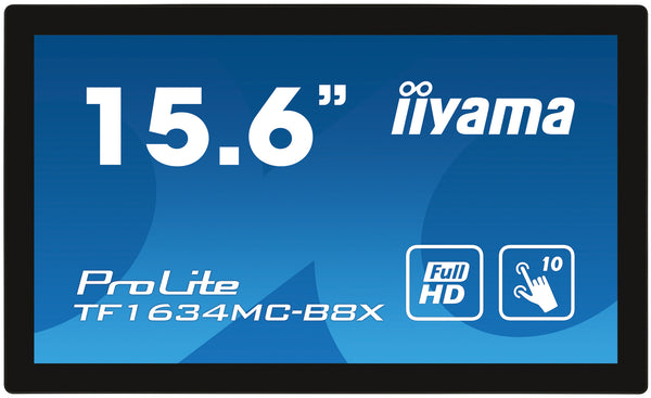 iiyama ProLite TF1634MC-B8X computerskærm 39,6 cm (15.6") 1920 x 1080 pixel Fuld HD LED Berøringsskærm Multibruger Sort