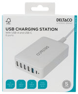 Deltaco USBC-MO100 oplader til mobil enhed Universel Hvid Vekselstrøm, USB Hurtig opladning Indendørs