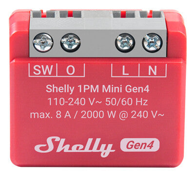 Shelly 1PM Mini Gen4 Intelligent kontakt Rød