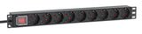 Intellinet 715133 strømforsyningsenhed (PDU) 9 AC stikkontakt(er) 1U Sort