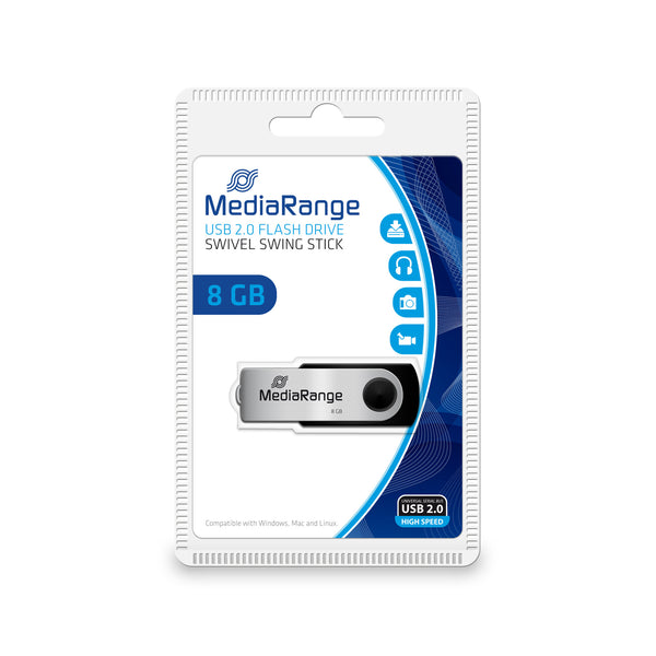 MediaRange MR908 USB-nøgle 8 GB USB Type-A / Micro-USB 2.0 Sort, Sølv