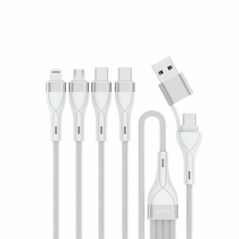4smarts 541024 USB-kabel 1,2 m USB A/USB C USB C/Micro USB-A/Lightning 15 W Hvid