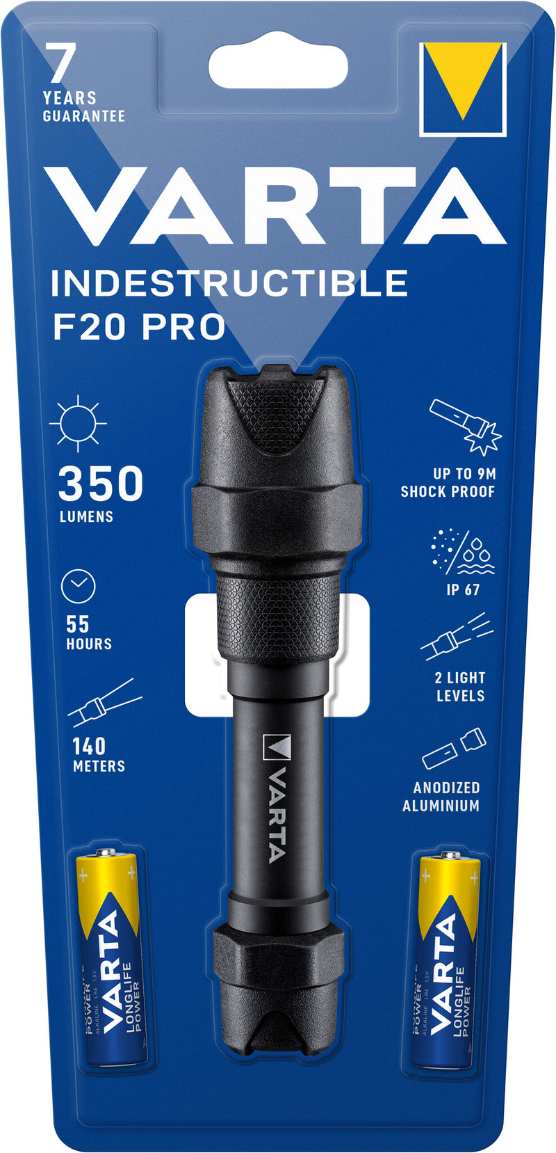 Varta Indestructible F20 Pro Sort Hånd lommelygte LED