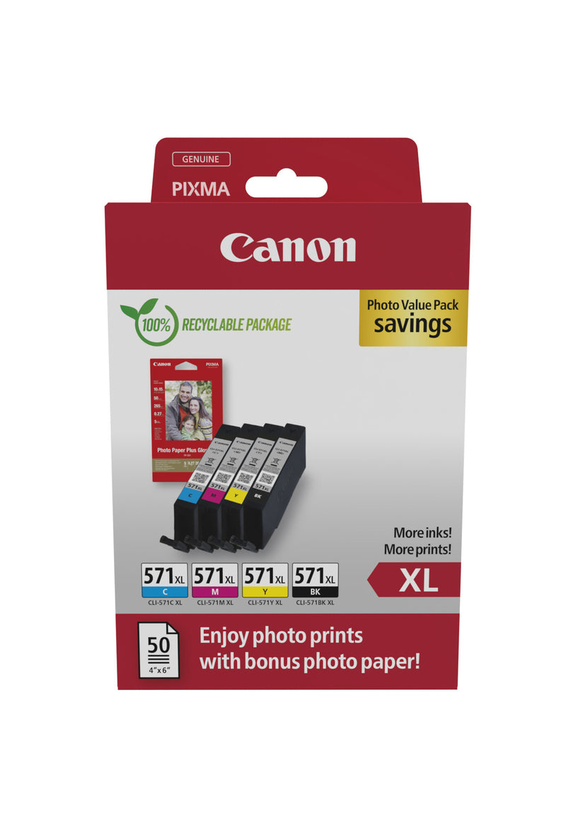 Canon 0332C006 blækpatron 4 stk Original Højt (XL) udbytte Sort, Blå, Magenta, Gul