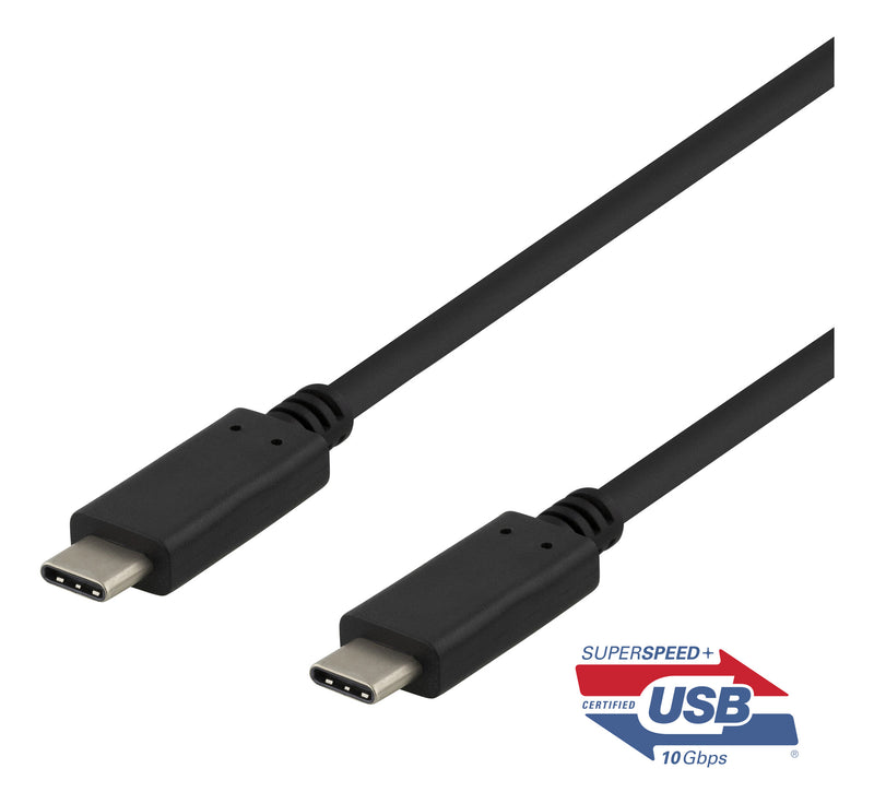 Deltaco USBC-1402 USB-kabel USB 3.2 Gen 2 (3.1 Gen 2) 1 m 10 Gbit/sek. Sort