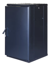 Deltaco Toten, 19 golvskåp, 22U 600x600, glasdörr Fritstående reol Sort