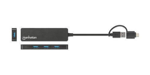 Manhattan 180863 dockingstation USB 3.2 Gen 1 (3.1 Gen 1) Type-A + Type-C Sort