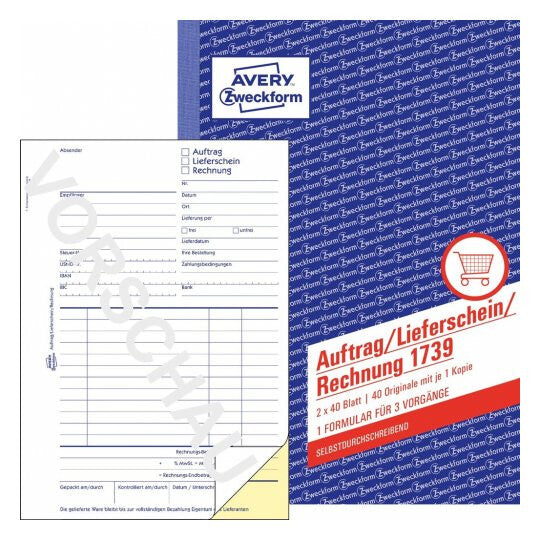 Avery 1739 forretningsformular