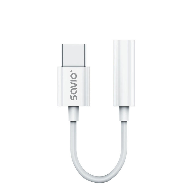 Savio AK-51 lydkabel 0,11 m 3.5mm USB Type-C Hvid