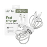 PanzerGlass empower™ by ® Racing 240W USB-C to USB-C Kabel | USB 2.0 | 2M | Silver White