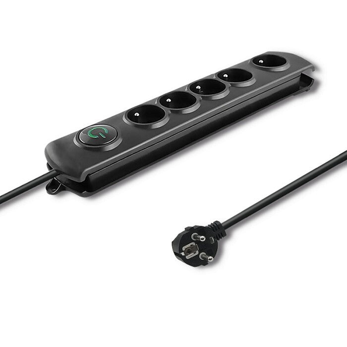 Qoltec 50271 overspændingsbeskytter Sort 5 AC stikkontakt(er) 230 V 3 m
