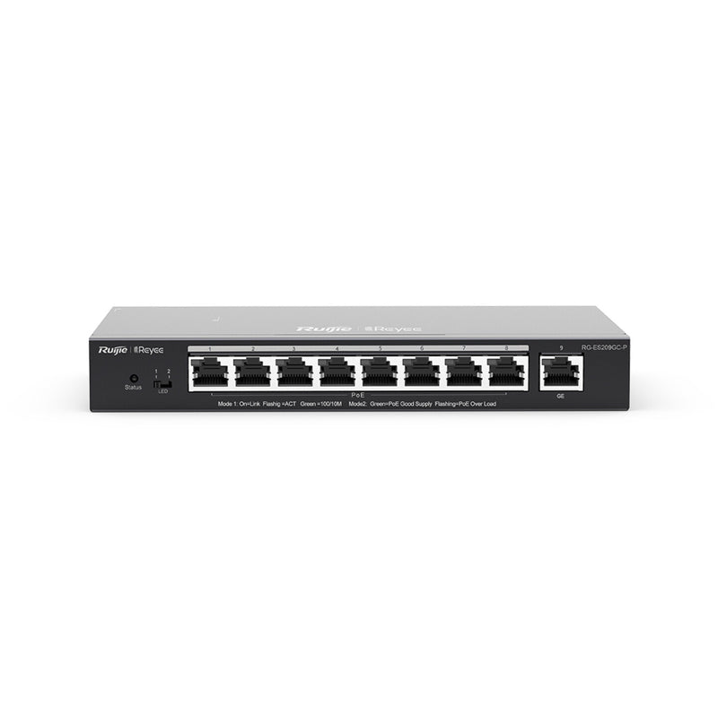 Ruijie Networks RG-ES209GC-P netværksswitch Administreret Gigabit Ethernet (10/100/1000) Strøm over Ethernet (PoE) Sort