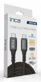 Inca ITCT-40 USB-kabel USB4 Gen 2x2 0,8 m USB C 40 Gbit/sek. 240 W Sort