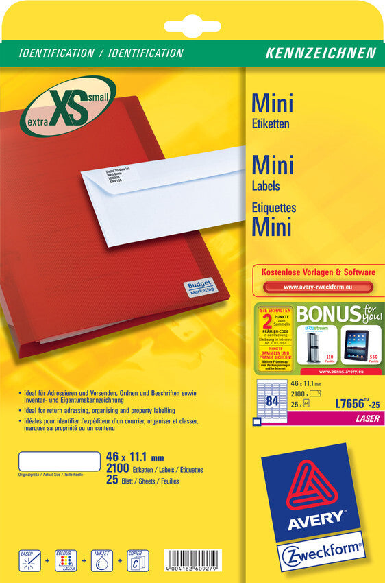 Avery L7656-25 print etiket Hvid