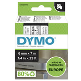 DYMO Ægte D1-etiketter | Sort skrift på gennemsigtig tape | 6 mm x 7 m | Selvklæbende etiketter til LabelManager-mærkningsmaskiner | Fremstillet i Europa