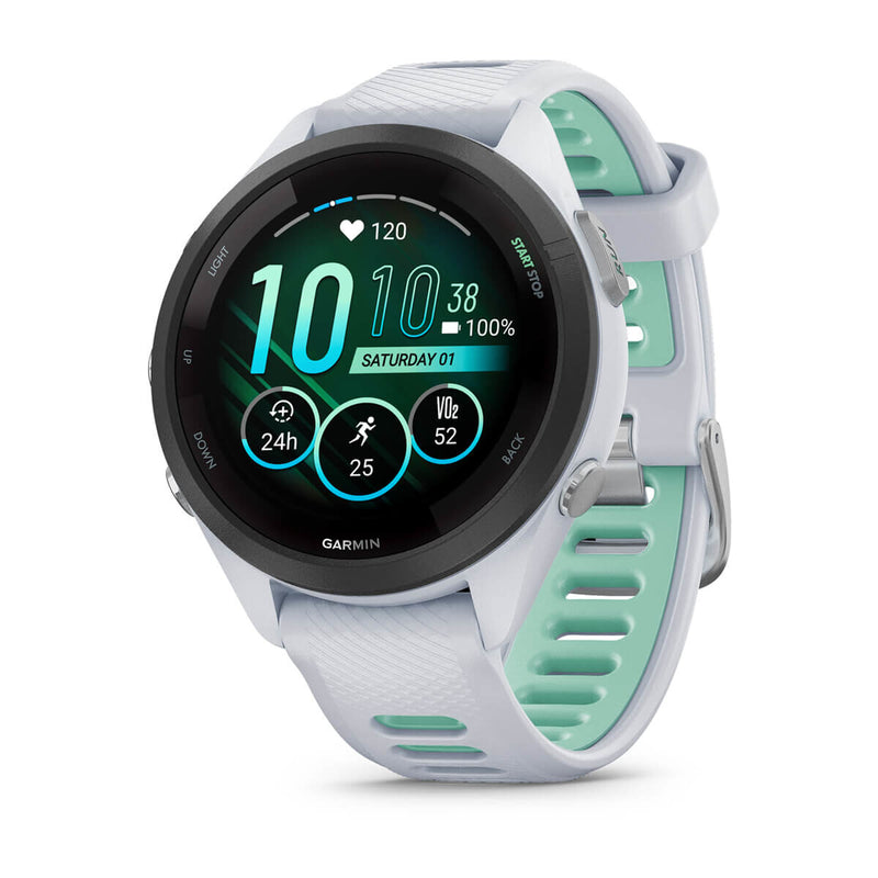 Garmin Forerunner 265S 2,79 cm (1.1") AMOLED 42 mm Digital 360 x 360 pixel Berøringsskærm Sort, Hvid Wi-Fi GPS (satellit)