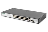 Digitus DN-95343 netværksswitch Ikke administreret Fast Ethernet (10/100) Strøm over Ethernet (PoE) 1U Sort, Sølv