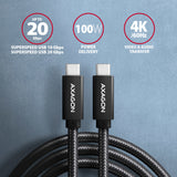 Axagon BUCM32-CM20AB USB-kabel USB 3.2 Gen 2x2 2 m USB C 20 Gbit/sek. 100 W Sort