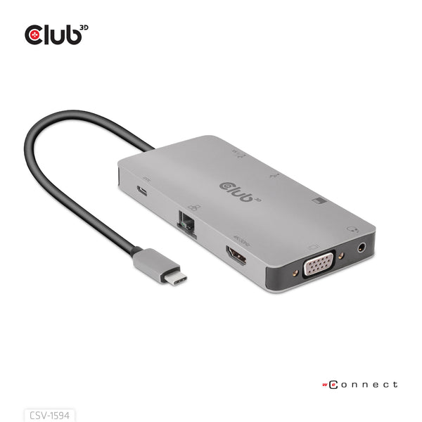 CLUB3D CSV-1594 dockingstation USB 3.2 Gen 1 (3.1 Gen 1) Type-C Sort, Grå