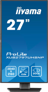 iiyama ProLite XUB2797UHSNP-B1 computerskærm 68,6 cm (27") 3840 x 2160 pixel 4K Ultra HD LED Sort