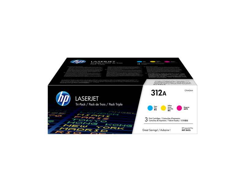HP 312A LaserJet-tonerpatron, cyan, pakke med tre stk.
