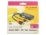 DeLOCK 62959 videokabel adapter 0,135 m HDMI + USB DVI-I + VGA (D-Sub) Sort, Rød