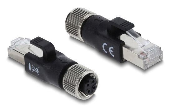 DeLOCK 90832 kabel kønsskifter M12 4-pin RJ-45 Sort
