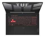 ASUS TUF Gaming A17 TUF707NUQ-DICHX146W AMD Ryzen™ 7 170 Laptop 43,9 cm (17.3") Fuld HD 16 GB DDR5-SDRAM 512 GB SSD NVIDIA GeForce RTX 4050 Wi-Fi 6 (802.11ax) Windows 11 Home Sort, Grå