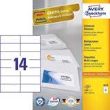 Avery 3653 selvklæbende etiket Rektandel Permanent Hvid 1400 stk