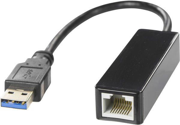 Deltaco Netværksadapter med internt flash-hukommelse, Gigabit, 1xRJ45, 1xUSB3.0 Type A han, sort