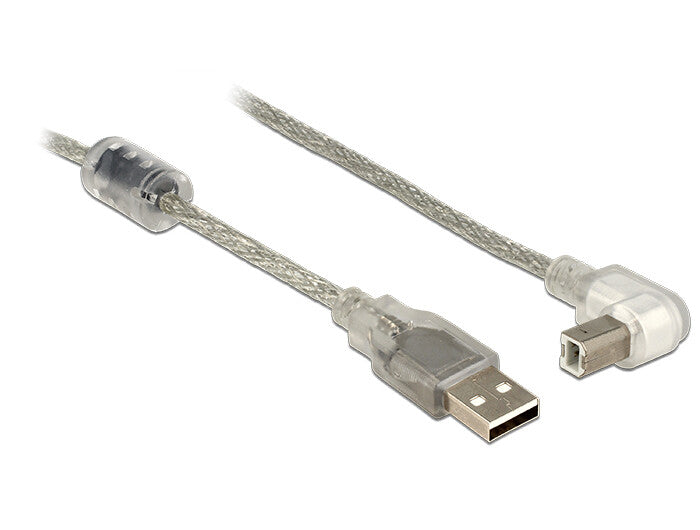DeLOCK 3m, USB2.0-A/USB2.0-B USB-kabel USB A USB B 0,48 Gbit/sek. Sølv, Transparent