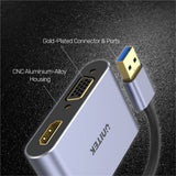 UNITEK V1304A videokabel adapter 0,15 m USB Type-A HDMI + VGA (D-Sub) Grå