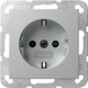 GIRA System 55 stikkontakt Schuko Aluminium