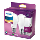 Philips Filament pære, matteret 60 W A60 E27 x 2
