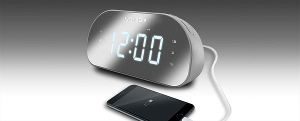 Muse M-170CMR radio Ur Digital Spejl, Hvid