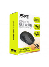 Port Designs Pro Lite mus Kontor Ambidextrous USB Type-A Optisk 1000 dpi