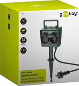 Goobay 55943 stikdåse 2 m 2 AC stikkontakt(er) Udendørs Sort, Grøn
