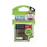 DYMO Ægte D1 Holdbare Etiketter | Sort tekst på rød tape | 12 mm x 3 m | Etikettape til LabelManager mærkemaskiner