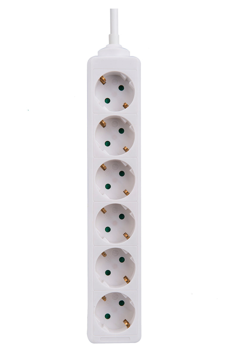 Prokord D-KF-B-06A-5-W stikdåse 5 m 6 AC stikkontakt(er) Indendørs Hvid