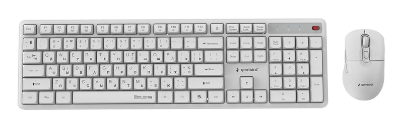 Gembird KBS-WMS-01-W-CYRL tastatur Mus inkluderet Kontor RF trådløst QWERTY US International, Ukrainsk, Russisk Hvid