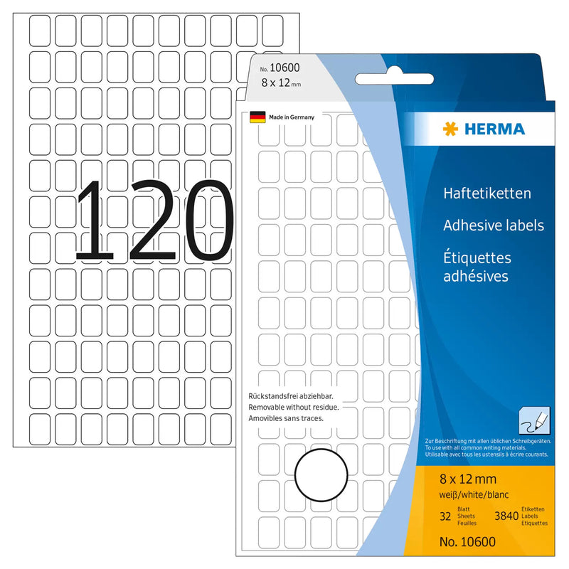 HERMA 10600 selvklæbende etiket Hvid 3840 stk