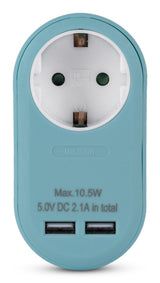 Entac EPAG-1EE-2USB-B strømstik adapter Type F Blå