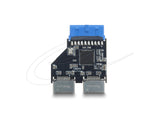 DeLOCK 67342 kabel kønsskifter USB 5 Gbps 20 pin header 2x USB 5 Gbps 20 pin header Sort, Blå