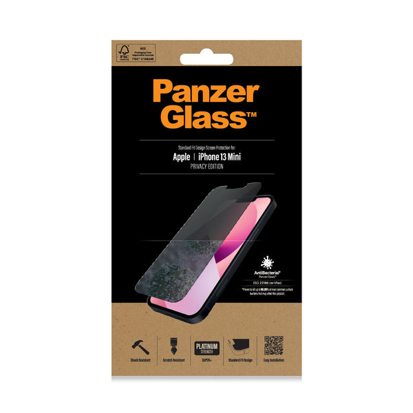 PanzerGlass ® Privacy Skærmbeskyttelse iPhone 13 Mini | Standard Fit